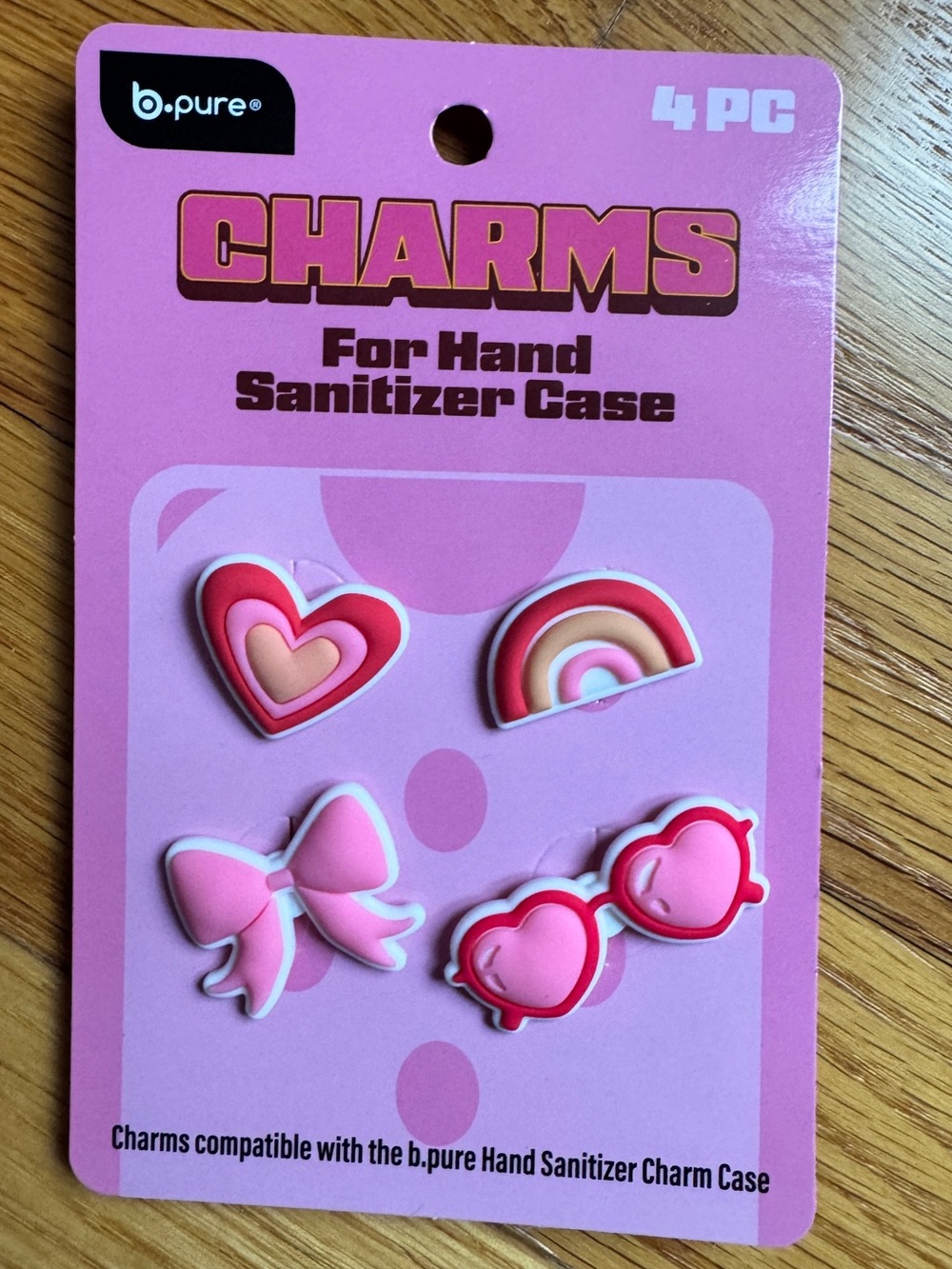Pink Hand Sanitizer Charms - 4PC Decorative Set